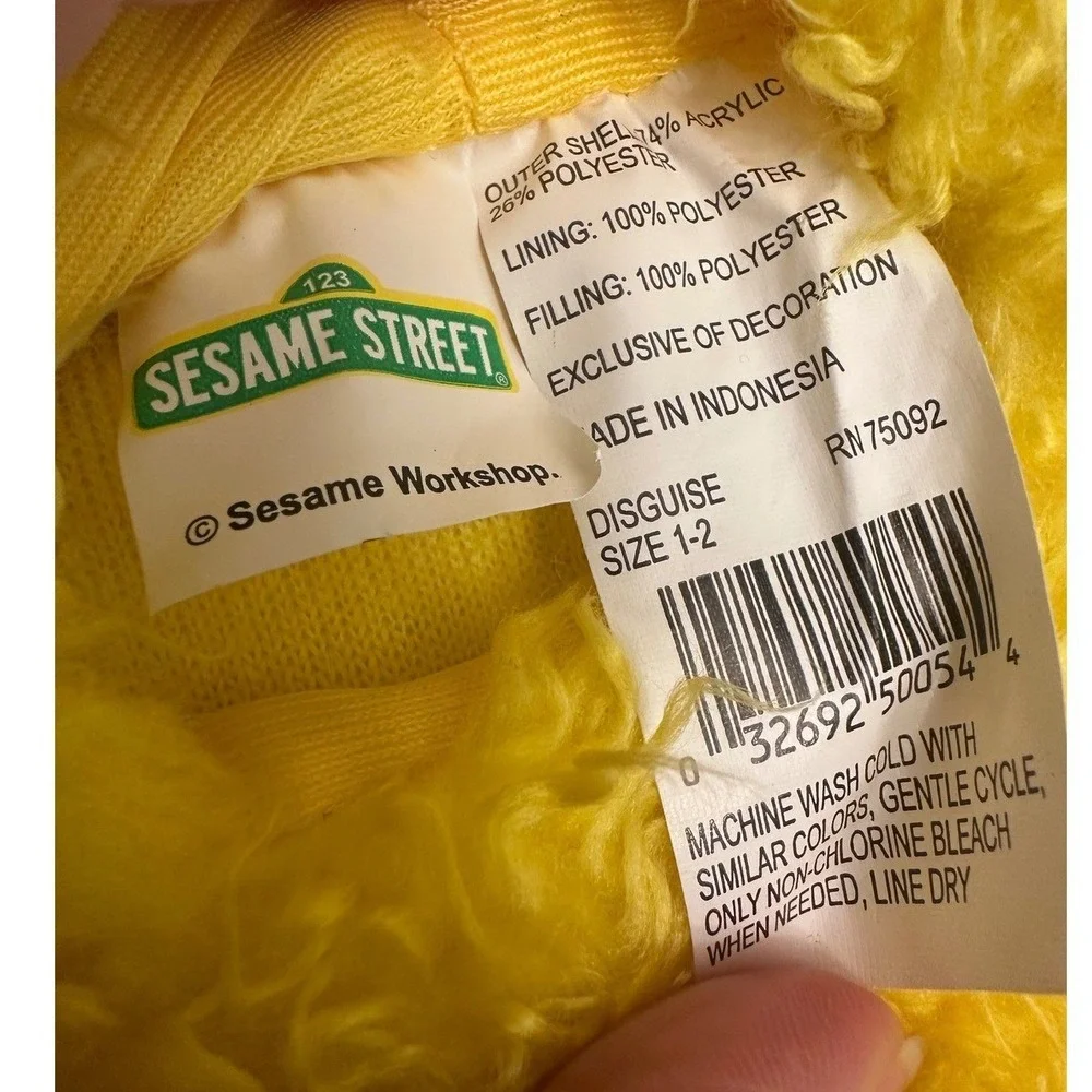 Vintage Sesame Street Workshop Big Bird Costume‎ Plush Hooded Pants Size 1-2